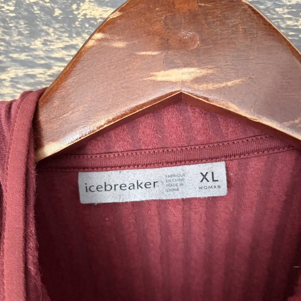 Icebreaker Full Zip Pink Merino Wool Hooded Base Layer XL Womens - Picture 2 of 6